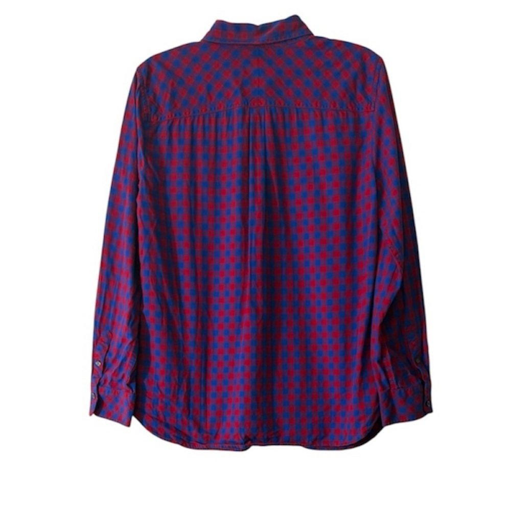 Talbots Blouse Button Down Checker Gingham 100% C… - image 3